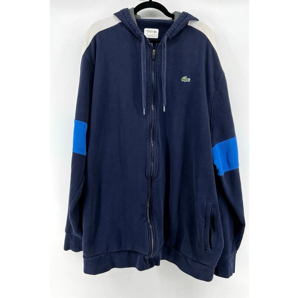 Lacoste Sport | Full Zip Hooded Fleece Sweatshirt Navy Blue Men's Size 4XLT